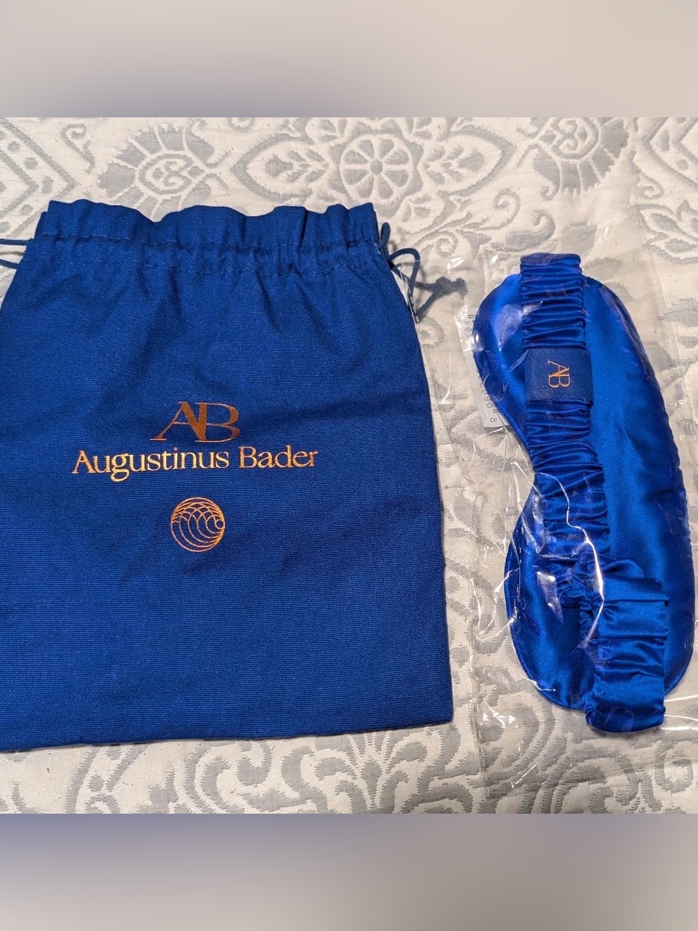 Augustinus Bader Royal Blue Satin Sleep Mask with Pouch